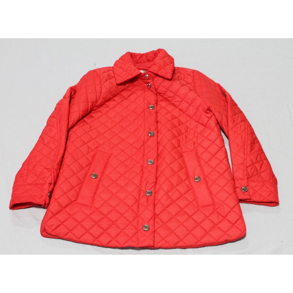 Anne Klein Women's Red Quilted Jacket Coat Size Medium Snap Front